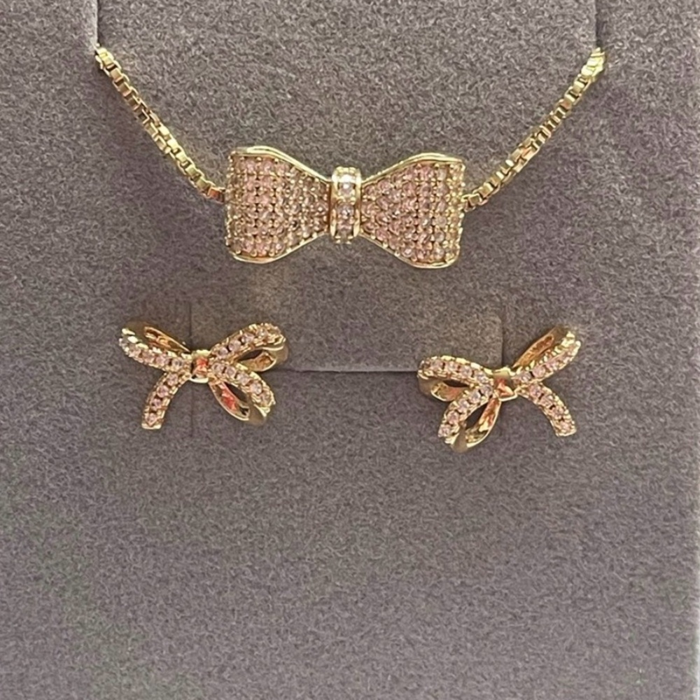 Elegant Gold Bow Jewelry Set